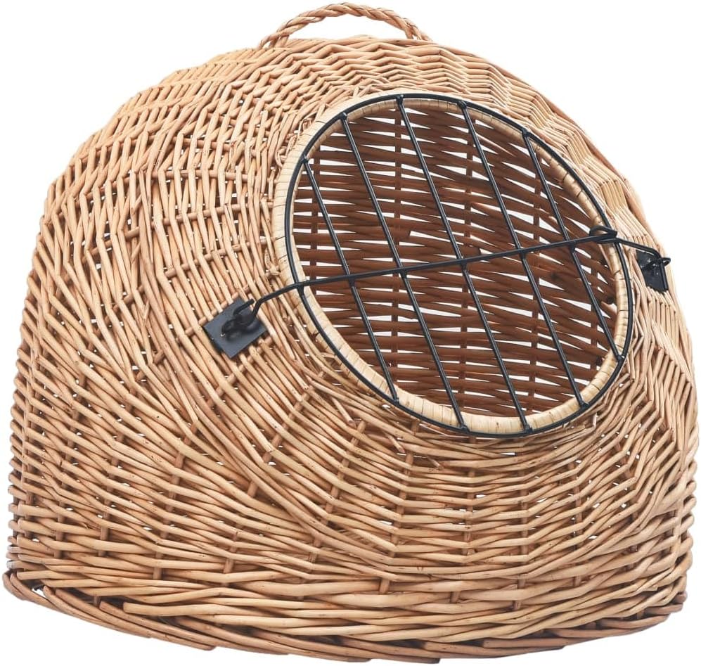 vidaXL Katzen Transportkorb Natürliche Weide Katzenbox Katzenkorb Transportbox 60 x 45 x 45 cm Gelb,