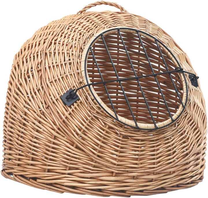 vidaXL Katzen Transportkorb Natürliche Weide Katzenbox Katzenkorb Transportbox 60 x 45 x 45 cm Gelb,