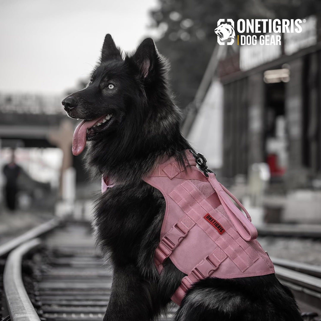 OneTigris Anti Zug Hundegeschirr Mittelgrosse Hunde, AIRE MESH Taktisches Geschirr mit 2 Griff & 3 D