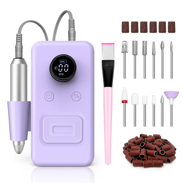 COPPA Nagelfräser, NDK106 Professionell Elektrische Nagelfräser Set mit 12 Bits 31 Schleifbändern, 4