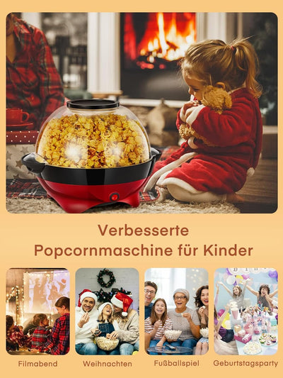 Popcornmaschine, 5.5L / 180g, HOUSNAT 800W Zuhause Popcorn Maker Machine mit Antihaftbeschichtung un