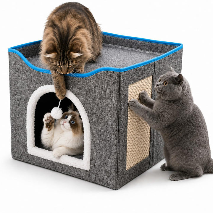 FURRYPAWS Katzenhöhle - Gemütliches Katzenhaus für drinnen und draussen, Ideal als Katzenhaus Indoor