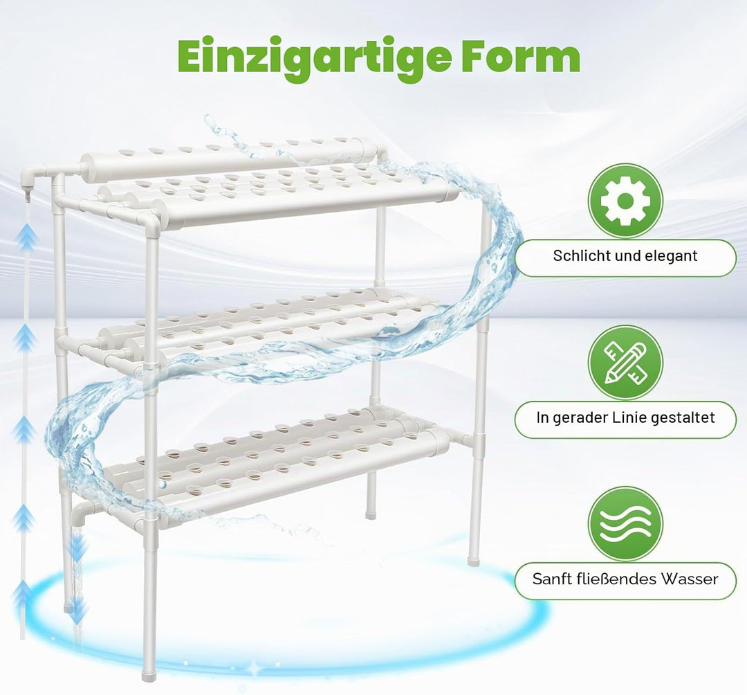 Futchoy Hydroponic Site Grow Kit 108/90 Plant Sites 3 Layer Plant Vegetable Garten Yard Terrasse, fü