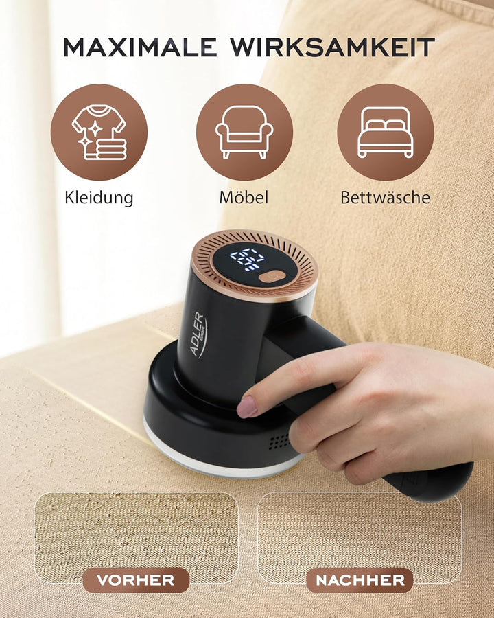 Fusselrasierer Elektrisch ADLER EUROPE Entfernen von Flusen aus Kleidung und Stoffen – Einstellbare