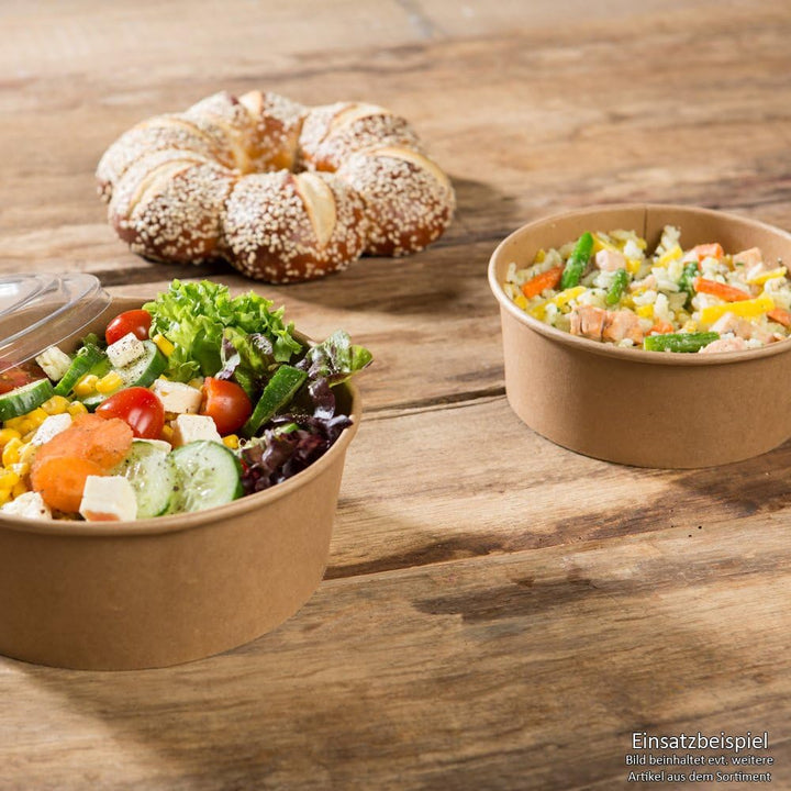 GREENBOX Einweg Salatschale Bio Einweggeschirr Suppen-Schale braun rund 1000 ml I Kompostierbare Sch