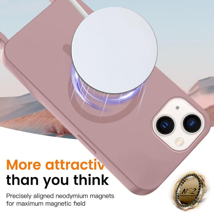 Handykette für iPhone 14 Hülle mit Band [Kompatibel mit Magsafe] Flüssig Silikon Necklace Handyhülle