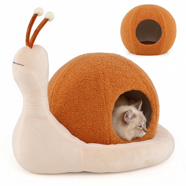 COSTWAY Katzenbett, schneckenförmig, Katzenhöhle mit waschbarem Kissen &amp; Rutschfester Unterseite, Ka