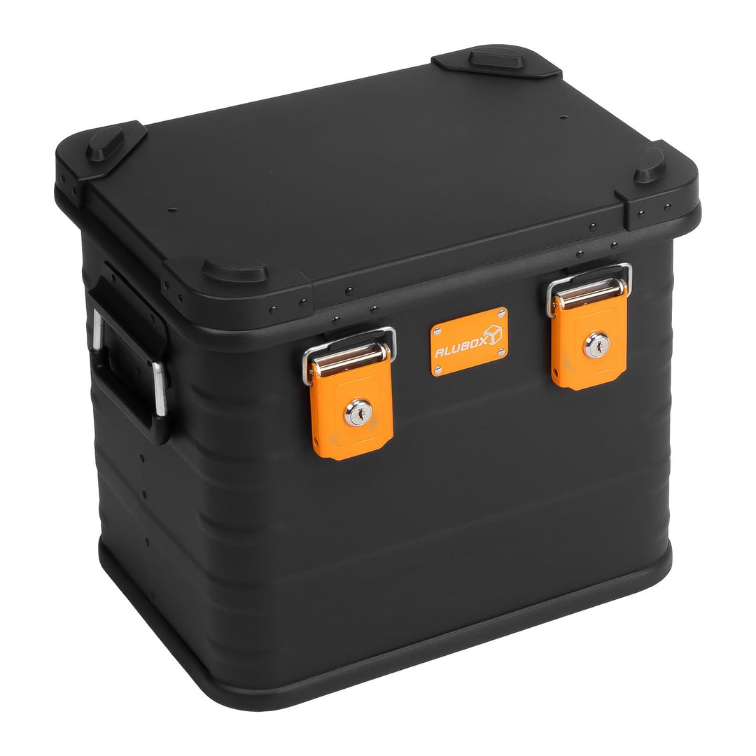 ALUBOX Alukiste abschliessbar E31B - Premium Aluminium Lagerbox 31 Liter - Deckel mit Aluminium Druc