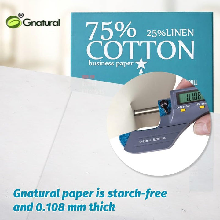 75% Baumwolle 25% Leinenpapier, 85 g/m², Laserdruckpapier, A4-Format, Weiss, 100 Blatt wasserfestes