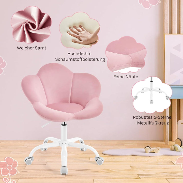 WOLTU Kinder Schreibtischstuhl, Schminktisch Stuhl, Bürostuhl, ergonomisch, höhenverstellbar, Samt,