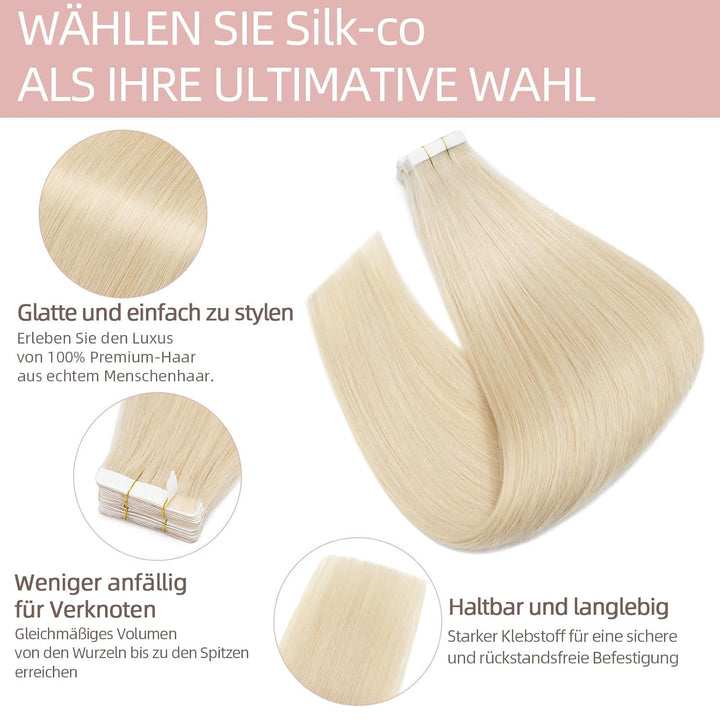 Silk-co Tape in Extensions Echthaar 20stk, leicht Version Tape Extensions Echthaar, Remy Haarextensi