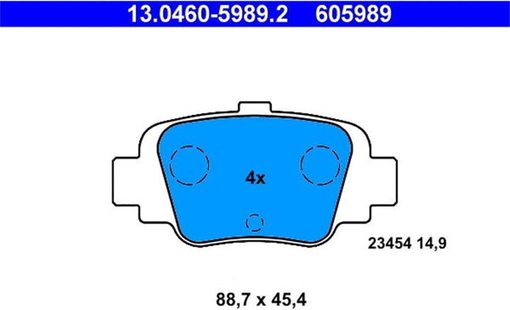 ATE 13.0460-5989.2 Bremsbelagsatz, Scheibenbremse