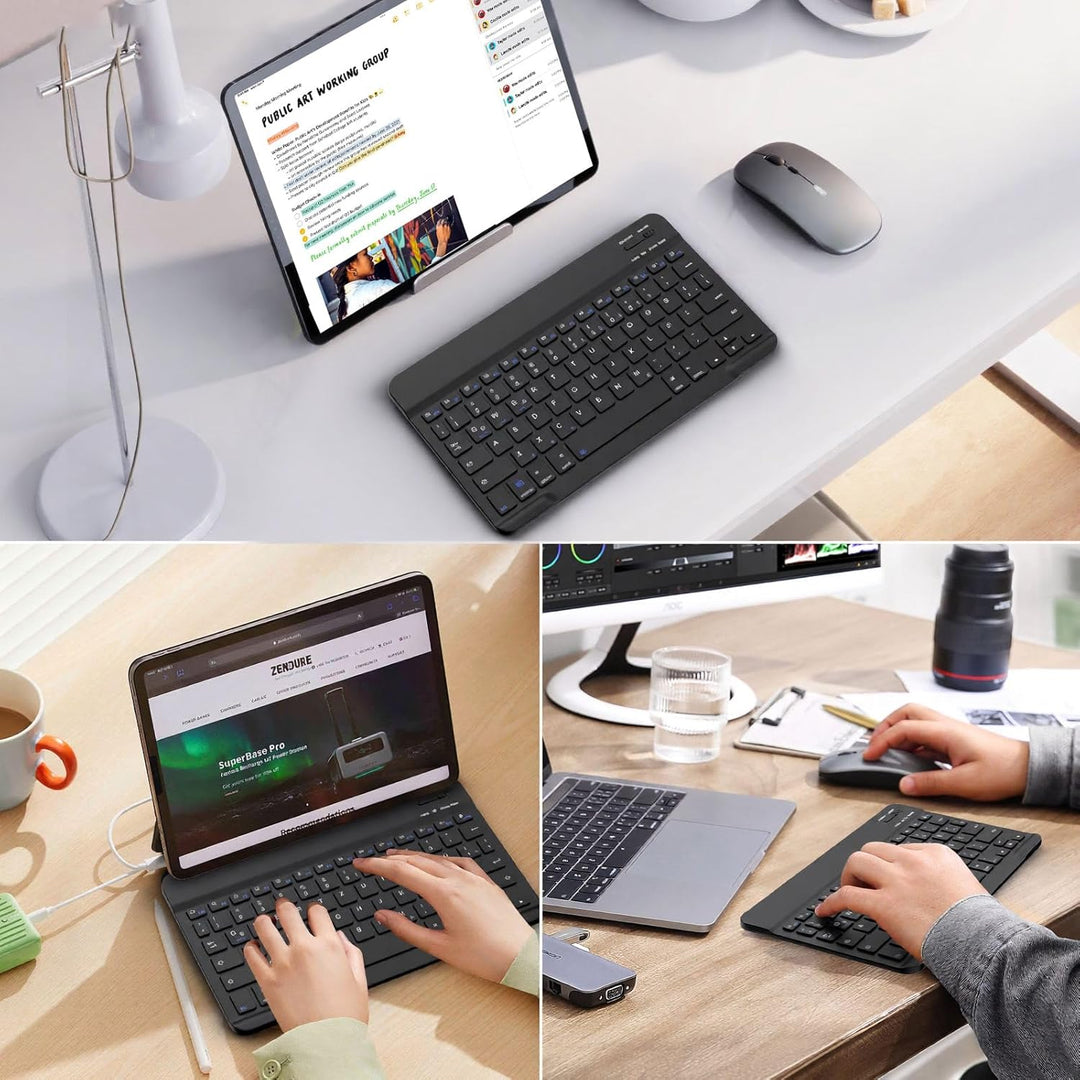ZOYU Bluetooth Tastatur mit QWERTZ Layout für iPad Air, Pro, 10,2, 9,7, Mini, Tablets, PC, Windows,