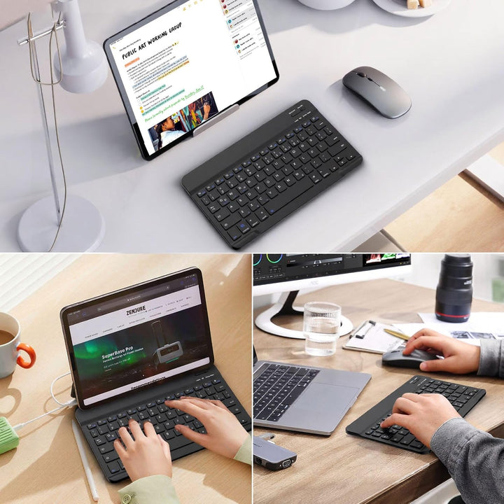 ZOYU Bluetooth Tastatur mit QWERTZ Layout für iPad Air, Pro, 10,2, 9,7, Mini, Tablets, PC, Windows,