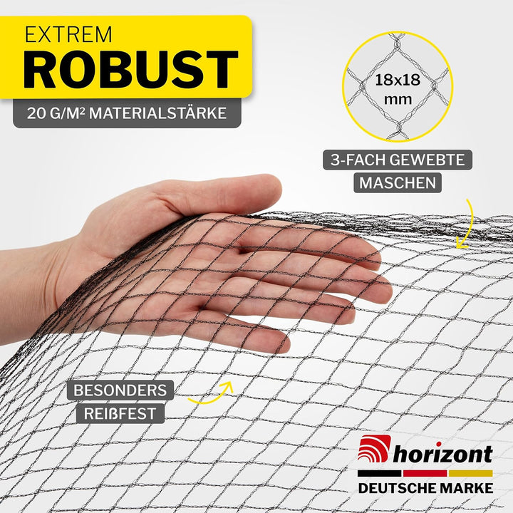 horizont Teichnetz feinmaschig 10x10 m - schwarz - 18x18 mm - reissfest & witterungsbeständig - Voge