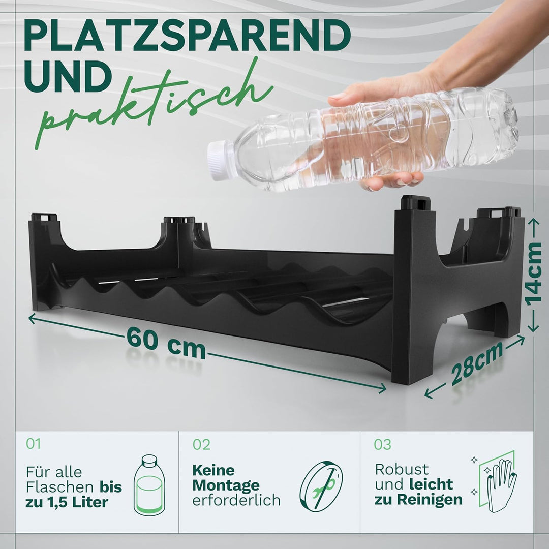 Novaliv Flaschenregal für 24 Flaschen aus Kunststoff, erweiterbar, Weinregal stapelbar, Schwarz, Get