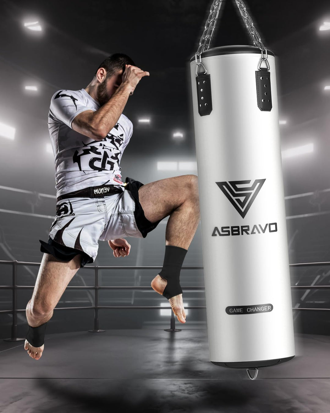 Boxsack für Erwachsene, 4ft PU schweren Boxsack Set 12OZ Handschuhe für MMA Muay Thai Kickboxen Trai