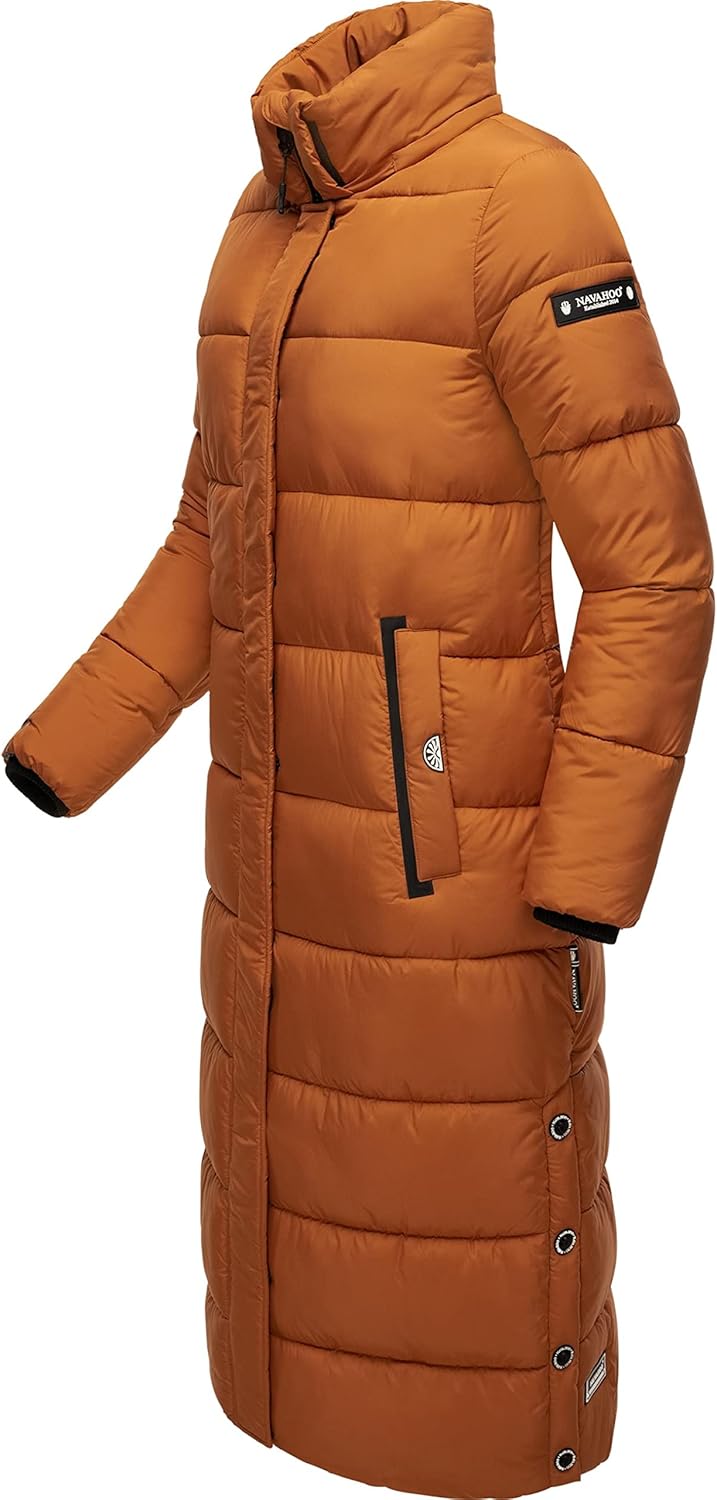 Navahoo Damen Wintermantel Warmer Steppmantel lang mit Abnehmbarer Kapuze Isalie XS-XXL XS Rusty Cin