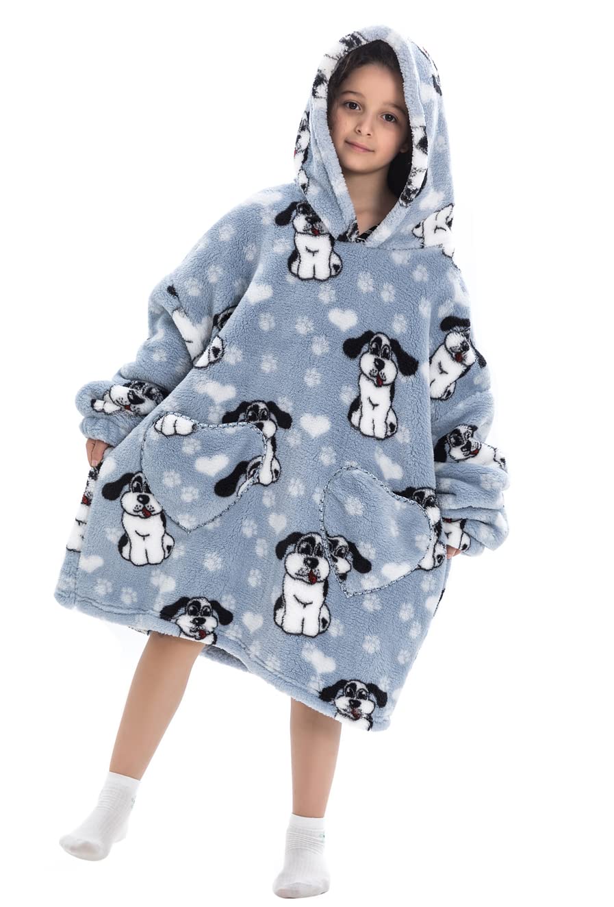 Kinder Übergrosse Kapuzenpullover,Super Weich Warmes Bequeme Tragbare Decken Sweatshirt für Mädchen