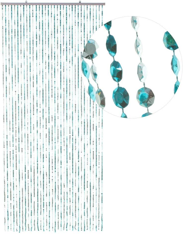 HAB & GUT -DV0358- Türvorhang DIAMANTEN Blue-METALLIC 90x200 Perlenvorhang
