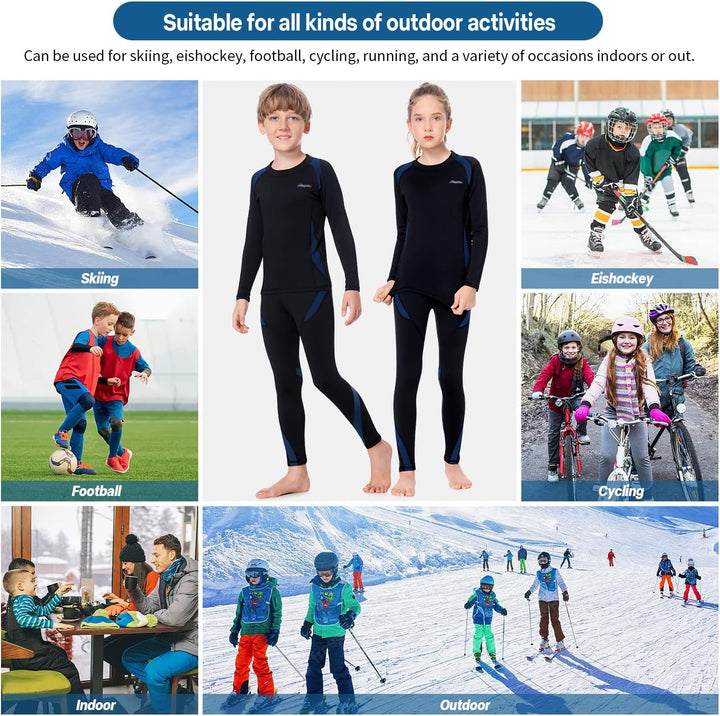 Thermounterwäsche Kinder, Funktionsunterwäsche Junge Skiunterwäsche Mädchen mit Fleece Winter atmung
