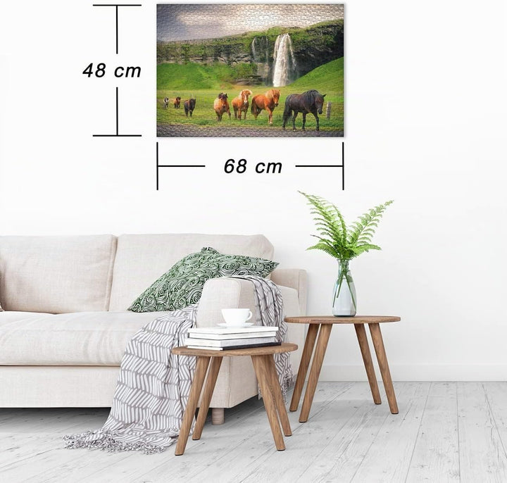 Ulmer Puzzleschmiede - Puzzle „Isländer“ - Klassisches 1000 Teile Puzzle Pferde &amp; Landschaft - Herde