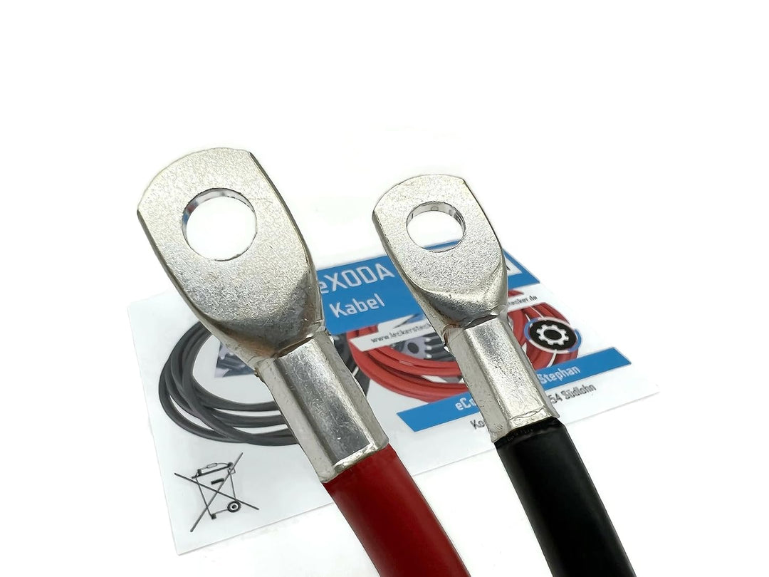 eXODA Batteriekabel Set 25 mm² 75cm M8 Kabelschuhe Rot Schwarz flexibel aus Deutschland hohe Qualitä