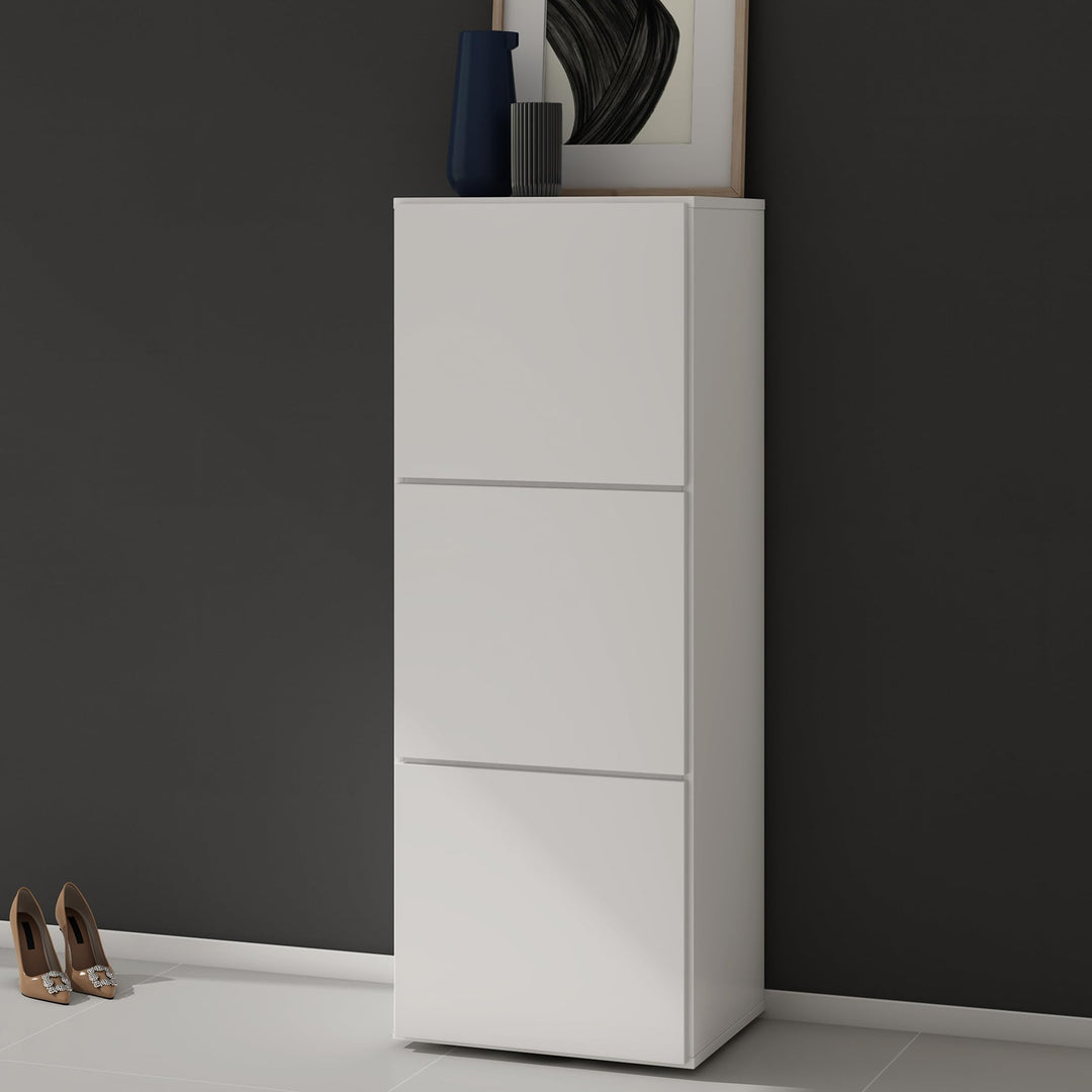 doporro Schuhschrank Schuhregal Schmal Schuhkommode 45 cm Schuhschrank in weiss matt Holz Aufbewahru