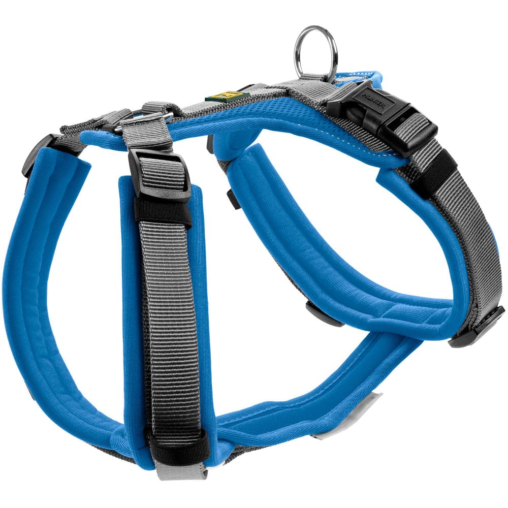 Hunter Hundegeschirr Maldon UP, Farbe: blau/grau, weich gepolstert & komfortabel, stark reflektieren