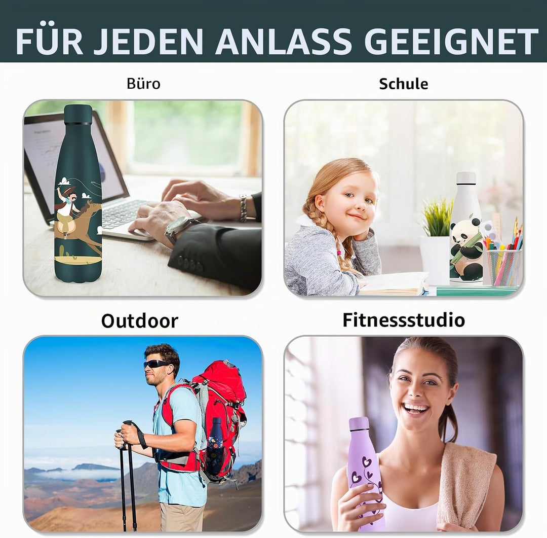 Grsta Trinkflasche 500ml, Trinkflasche Edelstahl, Wasserflasche für Kohlensäurehaltige Getränke, Iso