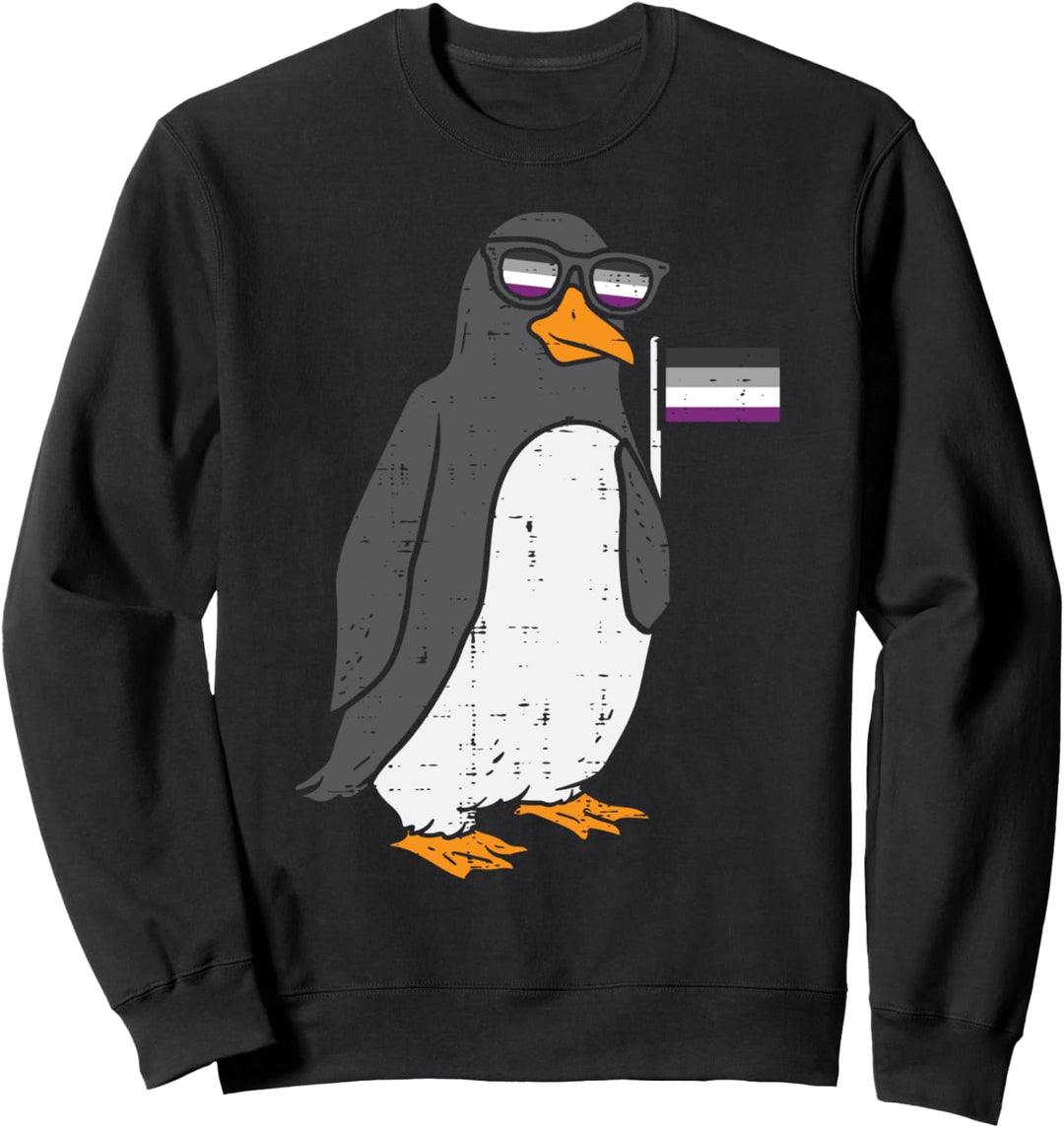 Penguin Animal LGBTQ Asexual Flag Ace Pride Ally Men Women Sweatshirt