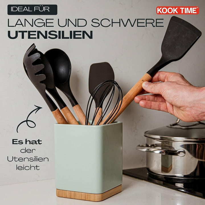 KOOK TIME Küchenutensilienhalter - Praktischer Utensilienhalter für die Küche, Besteckhalter aus Ker