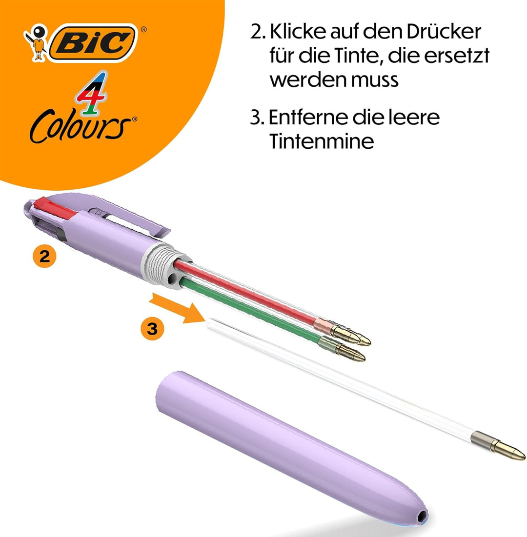 BIC 4 Farben Kugelschreiber Set in Pastell, in verschiedenen Farben, 6er Pack, Ideal für das Büro, d