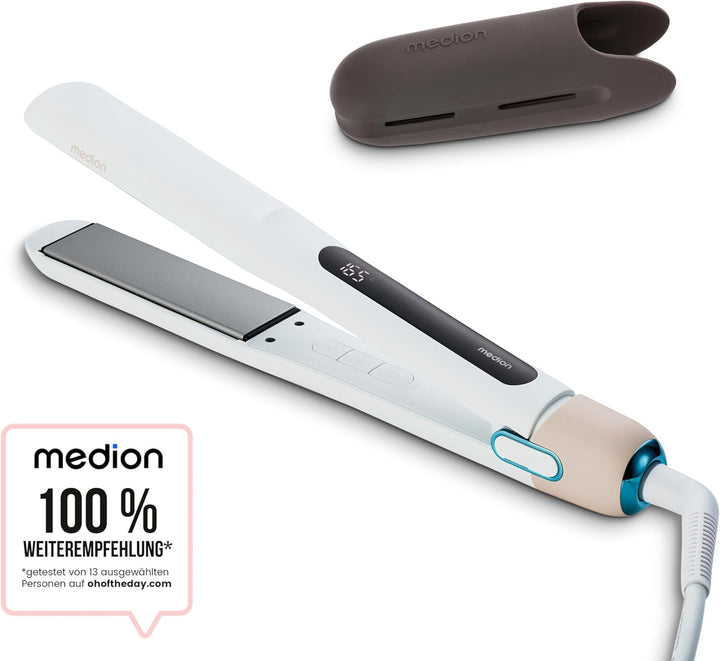 MEDION Glätteisen HS1 (Display, 5 regelbare Hitzestufen, 165° bis 210°, breite flexible Keramik - Tu