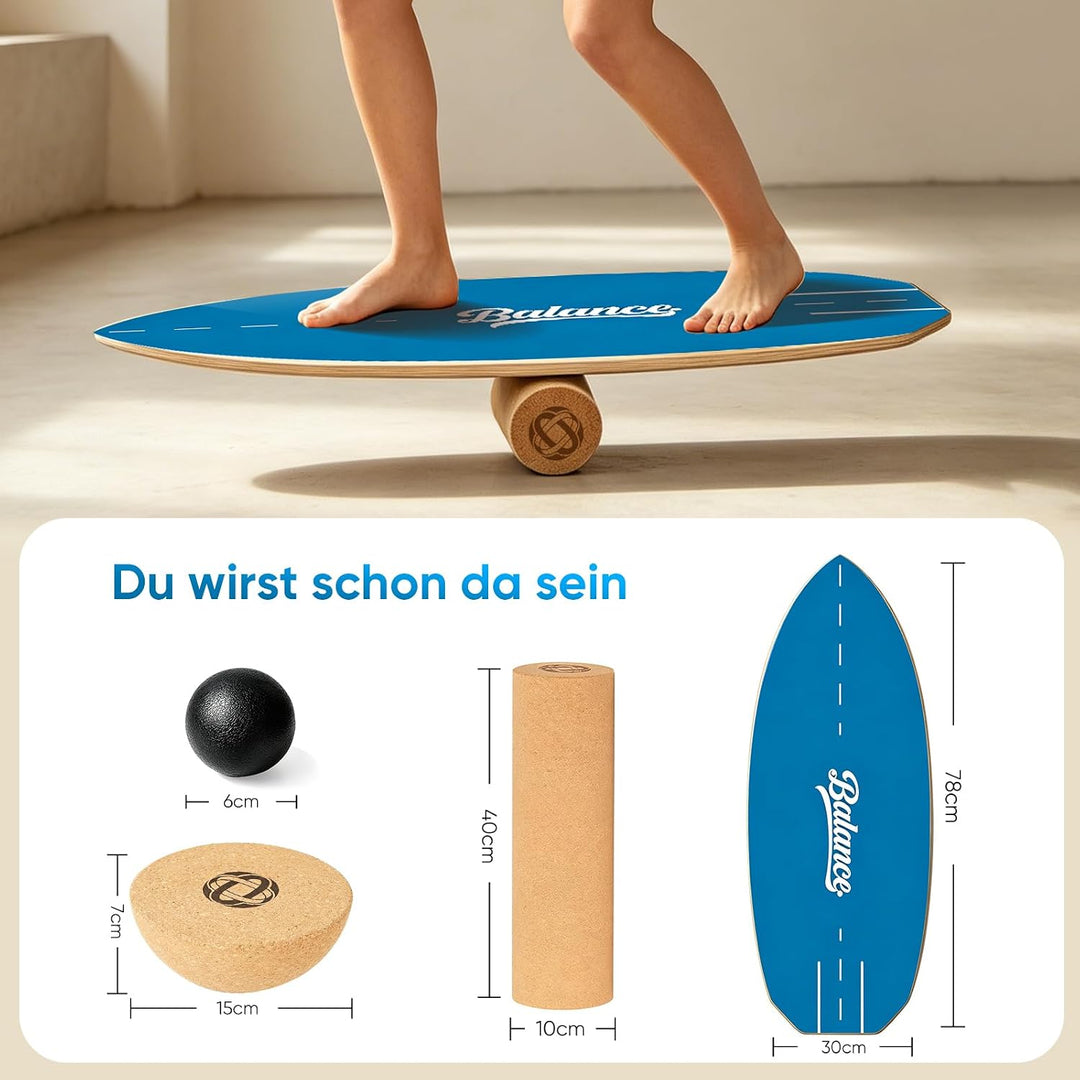 BRICH Balance Board Erwachsene mit Kork Halbkugel & Anti-Rutsch-Oberfläche – Professionelles Balance