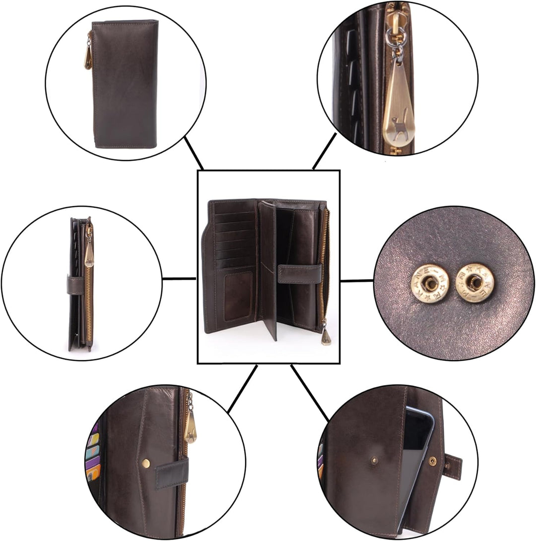 Catwalk Collection Handbags - Damen Leder Geldbörse Gross - Portemonnaie mit Handyfach - 21 Kreditka