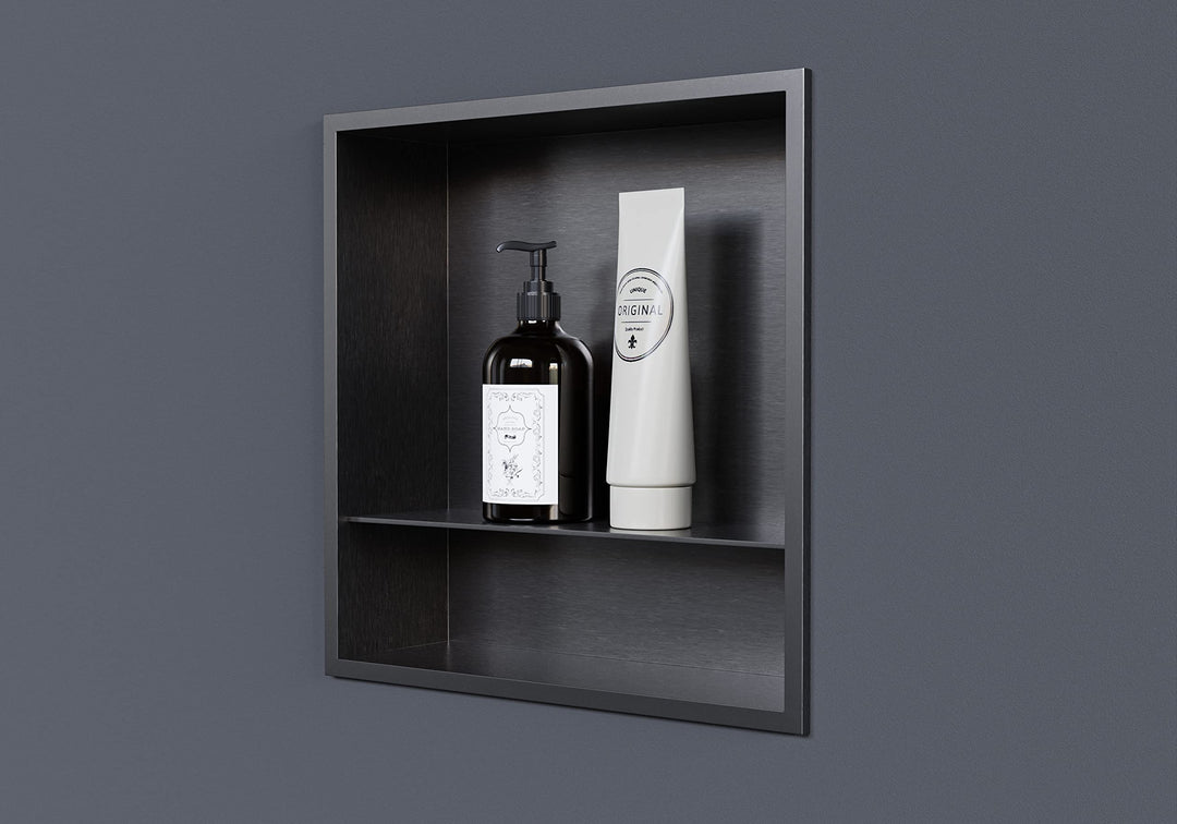 Wandnische aus Edelstahl NT303010X mit Ablagefach - 30 x 30 x 10 cm Einbauregal, flexibler Einbau- I