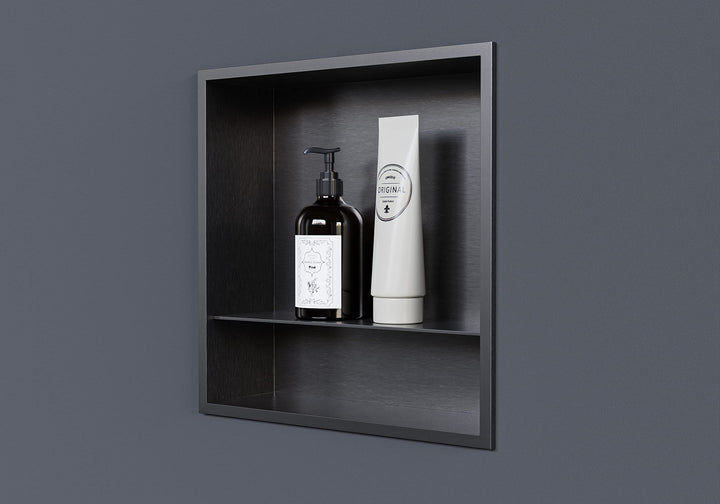 Wandnische aus Edelstahl NT303010X mit Ablagefach - 30 x 30 x 10 cm Einbauregal, flexibler Einbau- I