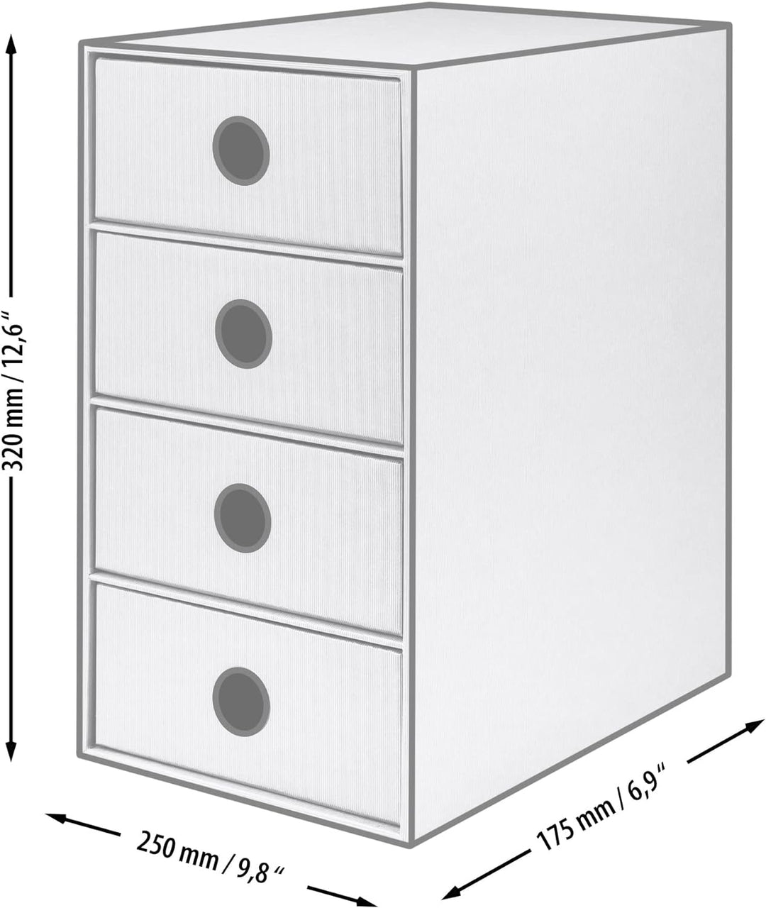 Rössler 1524452584 - S.O.H.O. 4er Schubladenbox für DIN A5, mit Griffloch, Powder, 250 x 175 x 320 m