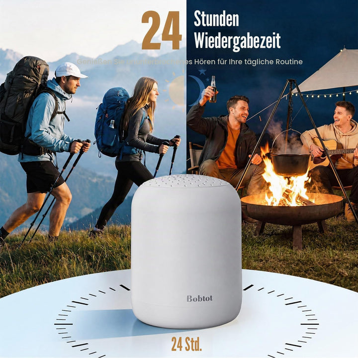 Bobtot Tragbarer Bluetooth Lautsprecher, kabellos, wasserdicht klein, mit 24 Stunden Akkulaufzeit, l