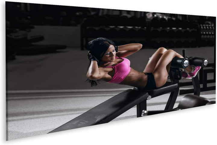 islandburner Bild auf Leinwand Fitness Frau Sport Sexy Gym Sit Up Bilder Wandbilder Poster Leinwand