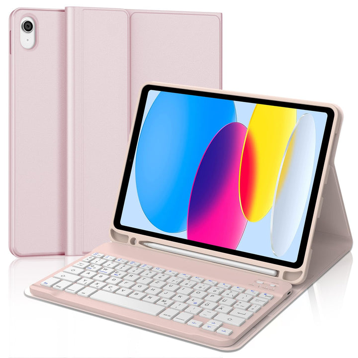 JADEMALL Für iPad 11/10 Generation Hülle mit Tastatur, Deutsch Bluetooth 5.0 Keyboard Case für iPad