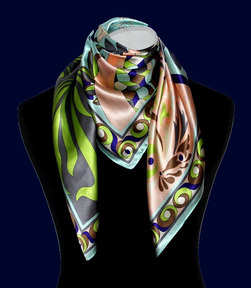Lorenzo Cana Damen Seidentuch aufwändig bedruckt Tuch 100% Seide 90 cm x 90 cm harmonische Farben Fr
