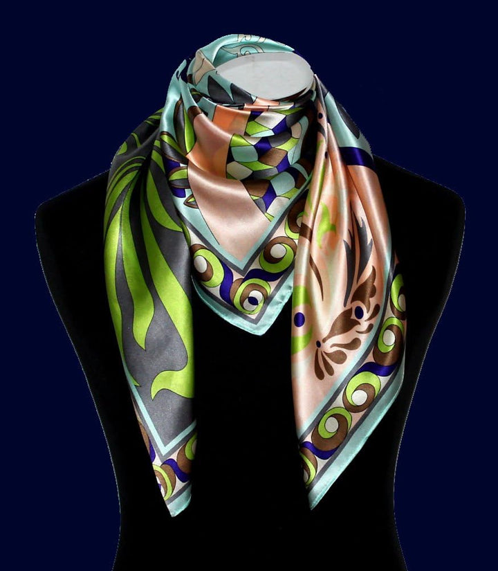 Lorenzo Cana Damen Seidentuch aufwändig bedruckt Tuch 100% Seide 90 cm x 90 cm harmonische Farben Fr