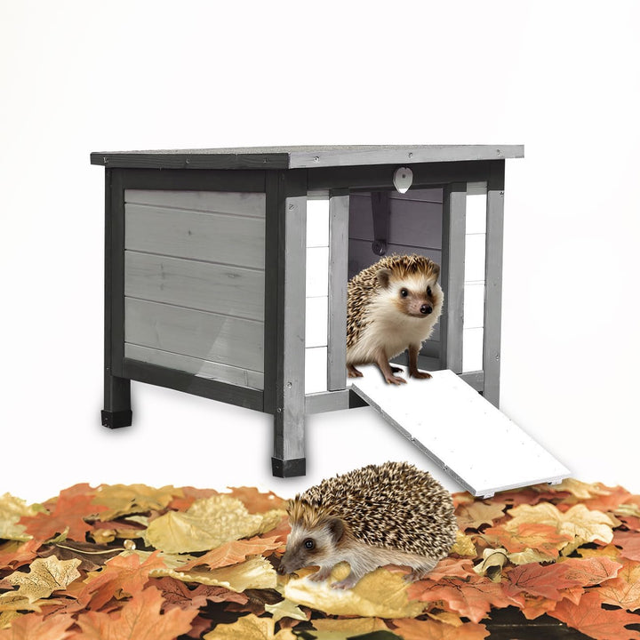 Melko Igelhaus Winterfest mit Boden und wetterfesten Dach Häuschen für Igel mit klappbarem Deckel 50
