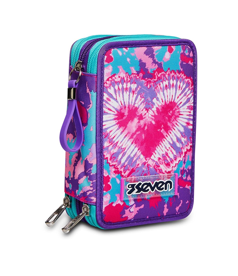 Seven Federmäppchen, Mäppchen, Mehrfarbig, Federtasche für Schreibwaren, Etui komplett mit Bleistift