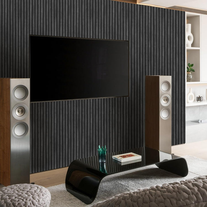 Akustikpaneele Selbstklebend 2er Set 100x52cm, Schalldämmung Echoreduzierung Wandpaneele aus Holzf