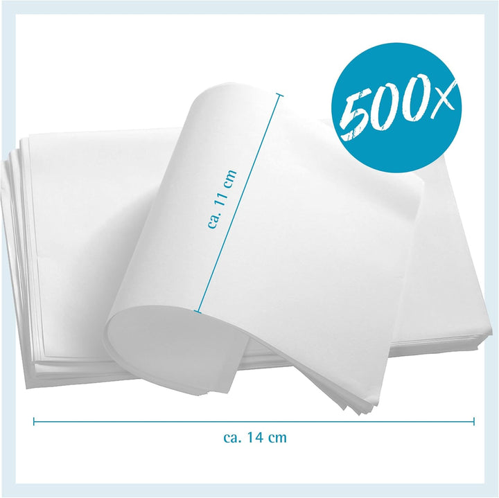 GRÄWE Backpapier für Burgerpatties 14x11 cm, 500 Stück für Party-Hamburgerpresse, Burgerpapier, Papi