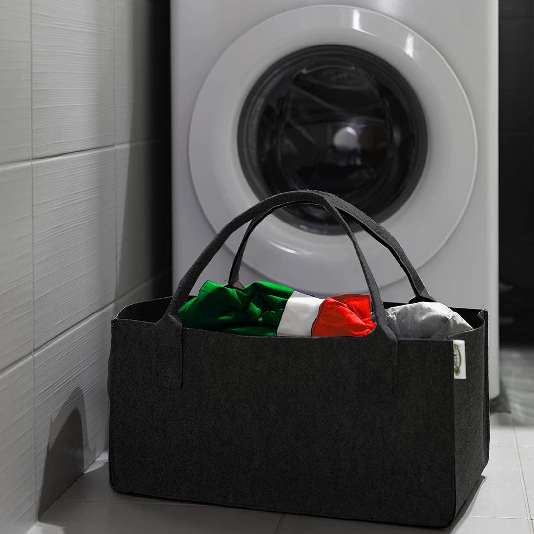 2 Stück Filztaschen Schwarz Einkaufstasche Einkaufskorb Kaminholztasche Kaminholzkorb Filz Zeitungss