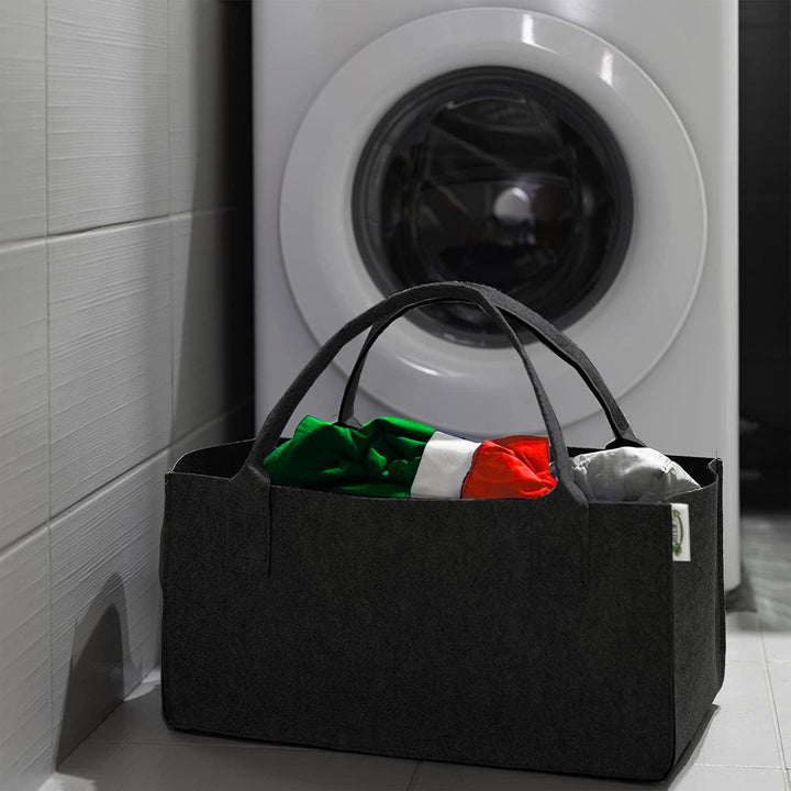 2 Stück Filztaschen Schwarz Einkaufstasche Einkaufskorb Kaminholztasche Kaminholzkorb Filz Zeitungss
